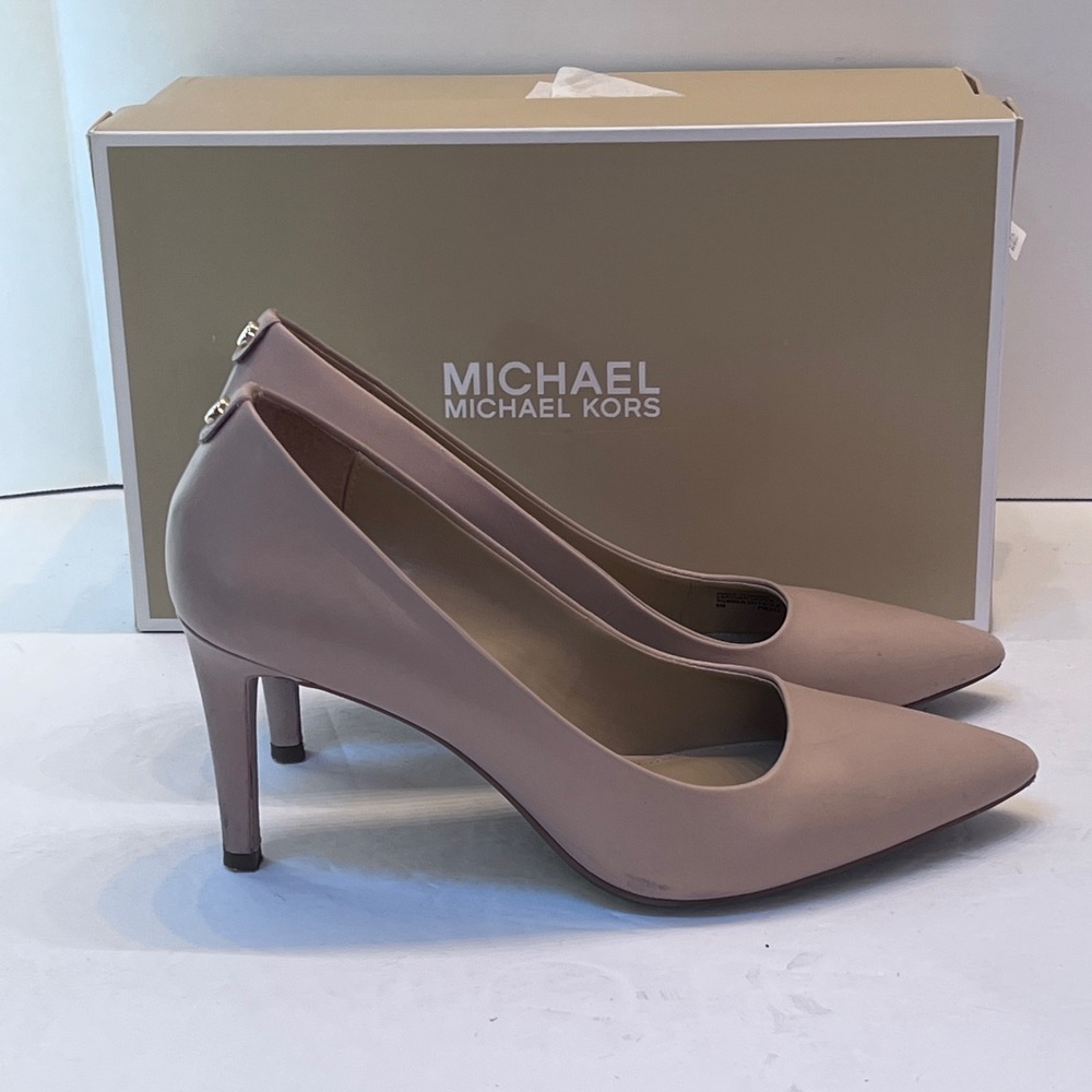 Michael Kors Alina Flex High Pump Leather Heels Lt Cream US 8.5M Stiletto
